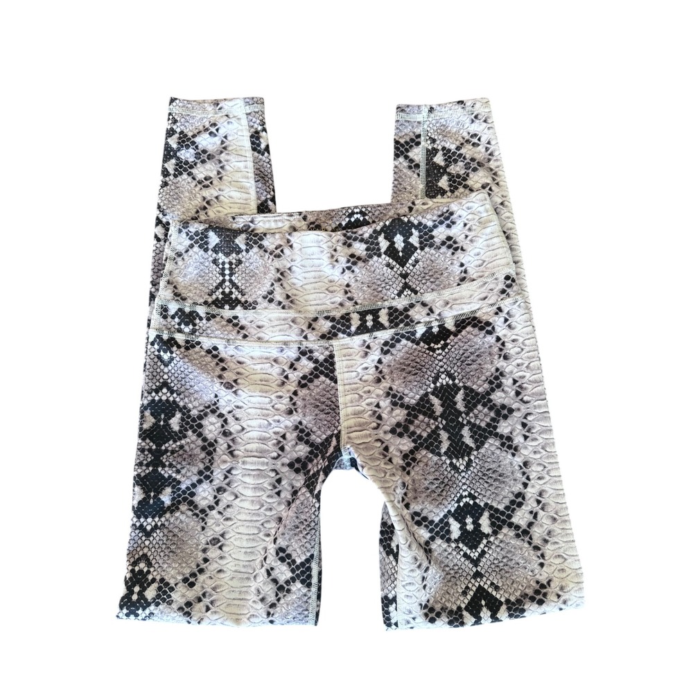 Varley Womens XS Grey Snakeskin Print High Rise Athletic Leggings Tights
